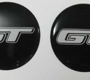 GT Wheel Center Domed Emblem, Decal Set of 2 For Car Truck Golf Cart GT2