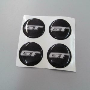 GT Wheel Center Domed Emblem Decal Set of 4 For Car Truck Cart GT 4