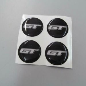 GT 2 Inch Wheel Center Domed Emblem, Decal Set of 4 For Car Truck Golf Cart GT4