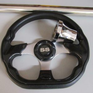 Club Car Precedent Golf Cart Racing Style Black Steering Wheel & Adapter 700P