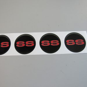 Hub Cap/Wheel Center Cap Laminated Red SS Emblem Set Of 4 #SS11