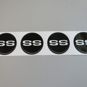 Laminated White SS Emblem Hub Cap / Wheel Center Cap Set Of 4 #SS10