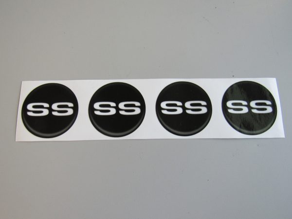 Laminated White SS Emblem Hub Cap / Wheel Center Cap Set Of 4 #SS10