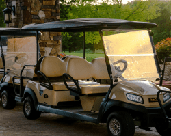 Club Car golf cart parked in the club